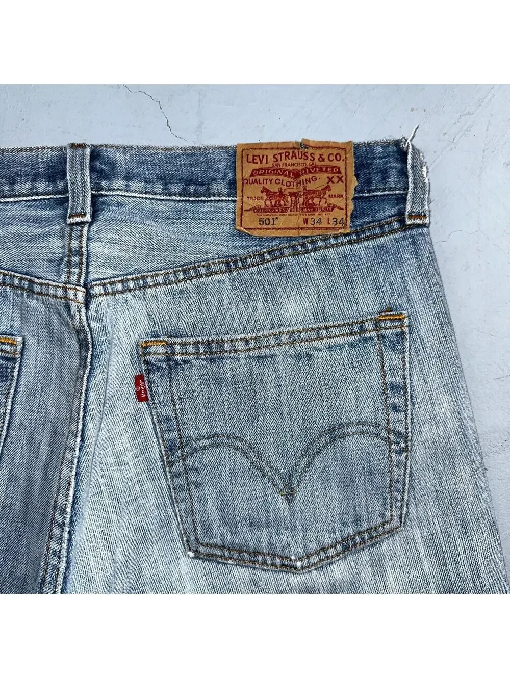 Levis 501 Vintage Y2K XX Straight Leg Jeans Blue Light Wash 34x34 Act 33x32